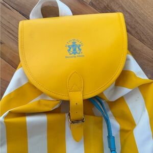 Giorgio Beverly Hills Yellow and White Striped Backpack